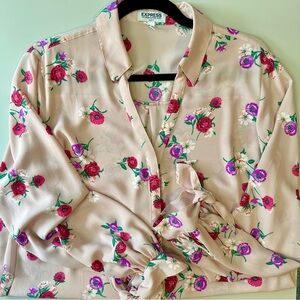 Express Portofino Button up Floral Blouse